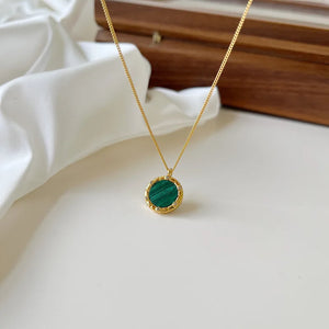 925 Sterling Silver Malachite Pendant Necklace for Women