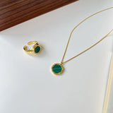 925 Sterling Silver Malachite Pendant Necklace for Women