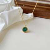 925 Sterling Silver Malachite Pendant Necklace for Women