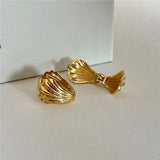 925 Silver Shell Stud Earrings Antiallergic Minimalist Jewelry