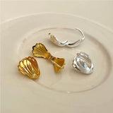 925 Silver Shell Stud Earrings Antiallergic Minimalist Jewelry