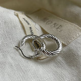 925 Silver Twill Texture Hoop Earrings Thick Round Earrings Fine Jewelry
