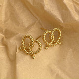 925 Silver Twist Heart Stud Earrings Tie A Knot Openwork Fine Jewelry