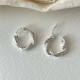 925 Sterling Silver Twisted Rope Weave Hoop Earrings for Women