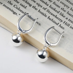 925 Sterling Silver U Shape Round Bead Drop Earrings for Women