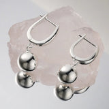 925 Sterling Silver U Shape Round Bead Drop Earrings for Women