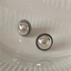 925 Silver Vintage Mirror Stud Earring for Women