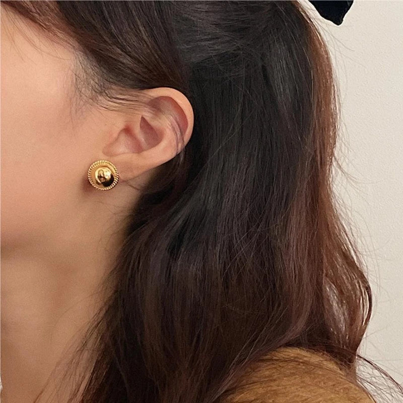 925 Silver Vintage Mirror Stud Earring for Women