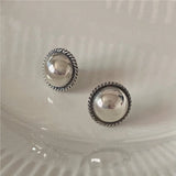 925 Silver Vintage Mirror Stud Earring for Women