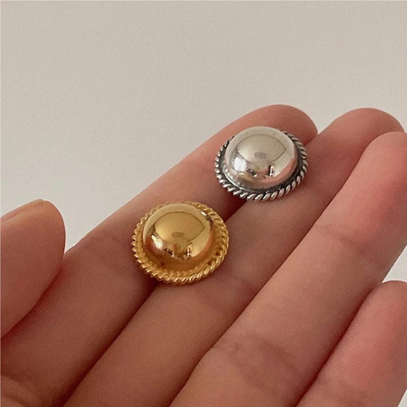 925 Silver Vintage Mirror Stud Earring for Women