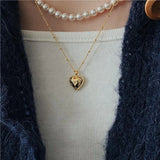 925 Silver Heart Pendant Necklace with Zircon for Women