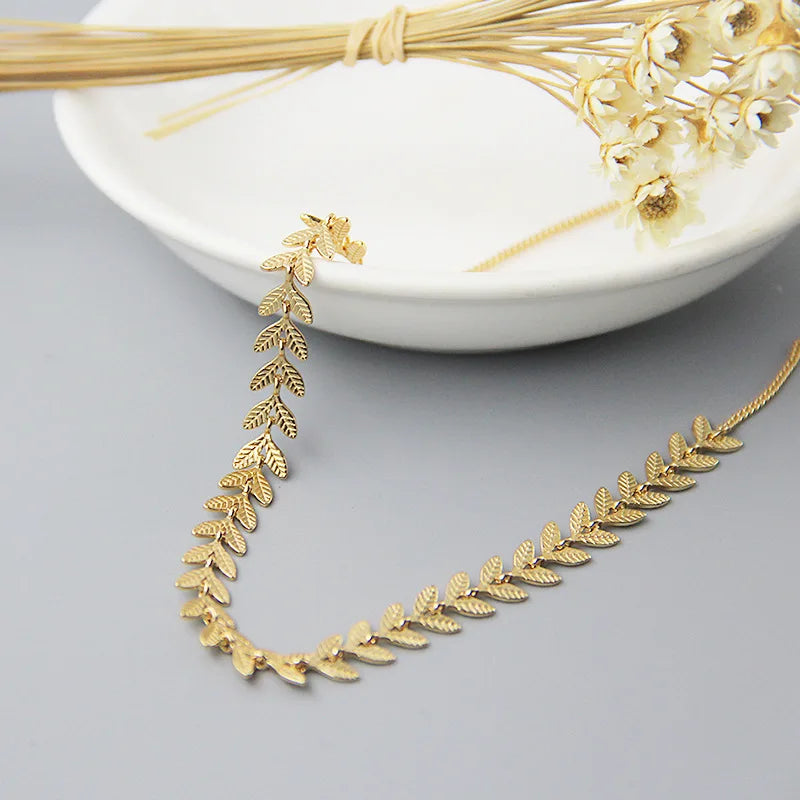 Leaves Choker Necklace 925 Sterling Silver 18K Necklace for Women