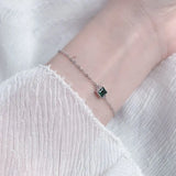 Green Zircon 925 Silver Square Bracelet for Women