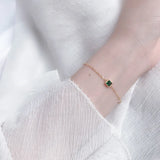 Green Zircon 925 Silver Square Bracelet for Women