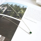 Green Zircon 925 Silver Square Bracelet for Women