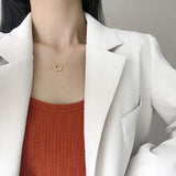 Circle Pendant Necklace 925 Sterling Silver Openwork Necklace for Women