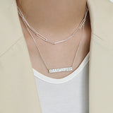 925 Silver Square Chain Choker Necklace for Women
