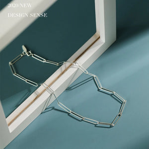 925 Silver Square Chain Choker Necklace for Women