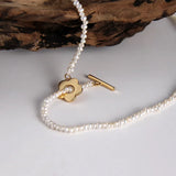 Freshwater Pearl Flower Choker Necklace 925 Silver O T Button Necklace