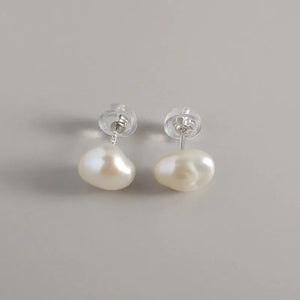 Freshwater Pearl Stud Earrings 925 Silver Anti Allergy Women Jewelry