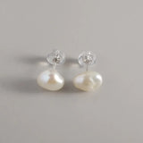 Freshwater Pearl Stud Earrings 925 Silver Anti Allergy Women Jewelry