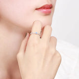 Princess & Knight Moonstone Rings 925 Sterling Silver Wedding Rings Women