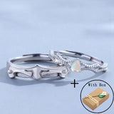 Princess & Knight Moonstone Rings 925 Sterling Silver Wedding Rings Women