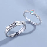 Princess & Knight Moonstone Rings 925 Sterling Silver Wedding Rings Women