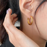 925 Sterling Silver 3mm Thick Hoop Earrings Women Glossy Office Jewelry