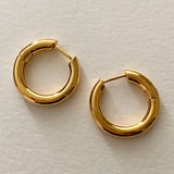 925 Sterling Silver 3mm Thick Hoop Earrings Women Glossy Office Jewelry