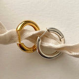 925 Sterling Silver 3mm Thick Hoop Earrings Women Glossy Office Jewelry