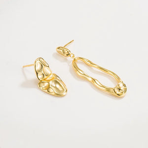 925 Sterling Silver Asymmetry Large Stud Earrings for Women