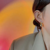 925 Sterling Silver Asymmetry Large Stud Earrings for Women