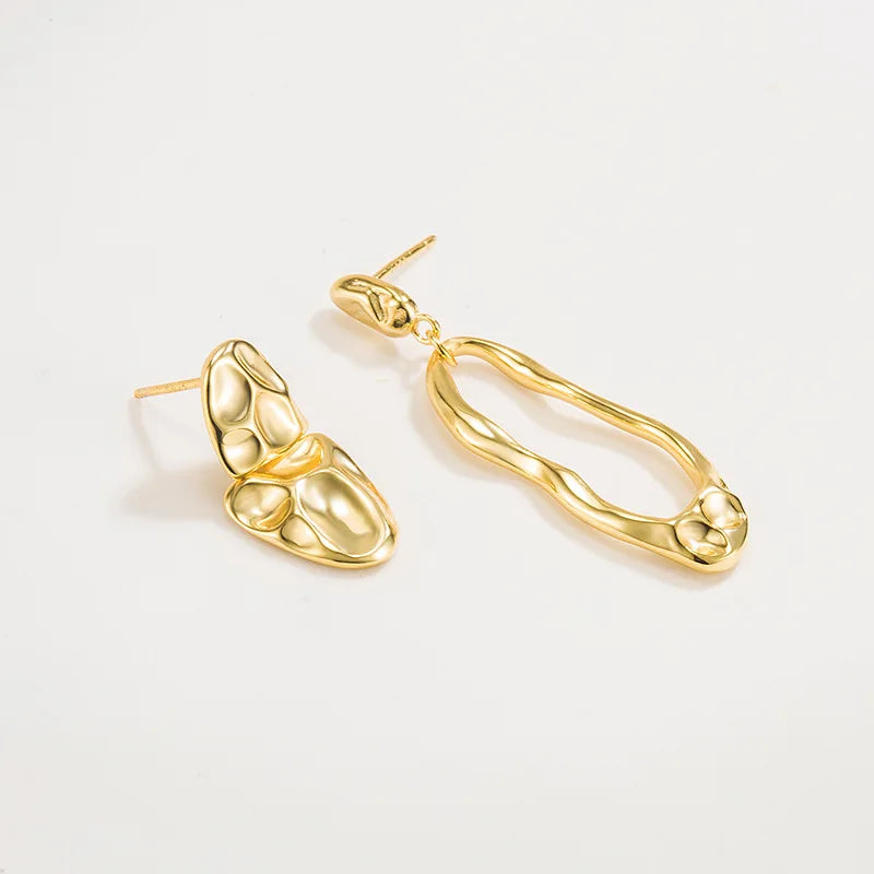 925 Sterling Silver Asymmetry Large Stud Earrings for Women
