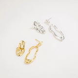 925 Sterling Silver Asymmetry Large Stud Earrings for Women
