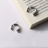 925 Silver C Shape Stud Earrings Women Glossy Removable Aesthetics Jewelry