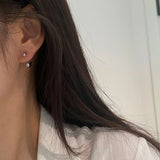 925 Silver C Shape Stud Earrings Women Glossy Removable Aesthetics Jewelry