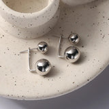 925 Sterling Silver Round Ball Stud Earrings for Women Minimalist Jewelry
