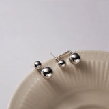 925 Sterling Silver Round Ball Stud Earrings for Women Minimalist Jewelry