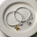 925 Silver Balloon Dog Bracelet Bead Chain Elastic Rope Birthday Jewelry