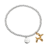 925 Silver Balloon Dog Bracelet Bead Chain Elastic Rope Birthday Jewelry