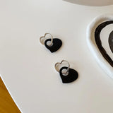 925 Silver Agate Heart Drop Earrings for Women