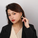 925 Silver C Shape Texture Hoop Earrings Bead Side Minimalist Big Earring