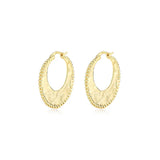 925 Silver C Shape Texture Hoop Earrings Bead Side Minimalist Big Earring
