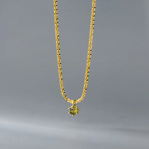 925 Sterling Silver Chrysolite Pendant Necklace for Women