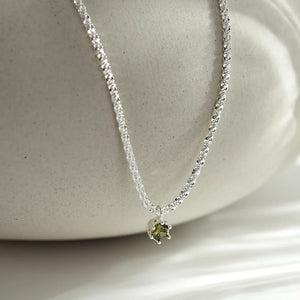 925 Sterling Silver Chrysolite Pendant Necklace for Women