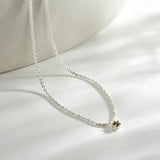 925 Sterling Silver Chrysolite Pendant Necklace for Women