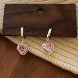 925 Silver Pink Zircon Heart Bracelet Women's Fine Jewelry