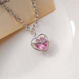 925 Silver Pink Zircon Heart Bracelet Women's Fine Jewelry