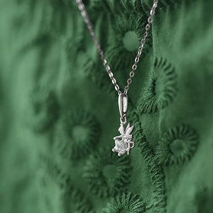 925 Silver Dance Elves Pendant Necklace Zirconia Star Creative Jewelry